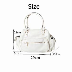 Elegant Solid Color PU Boston Handbag Metal Zipper Multi Compartment Women Daily Shopping Shoulder Bag