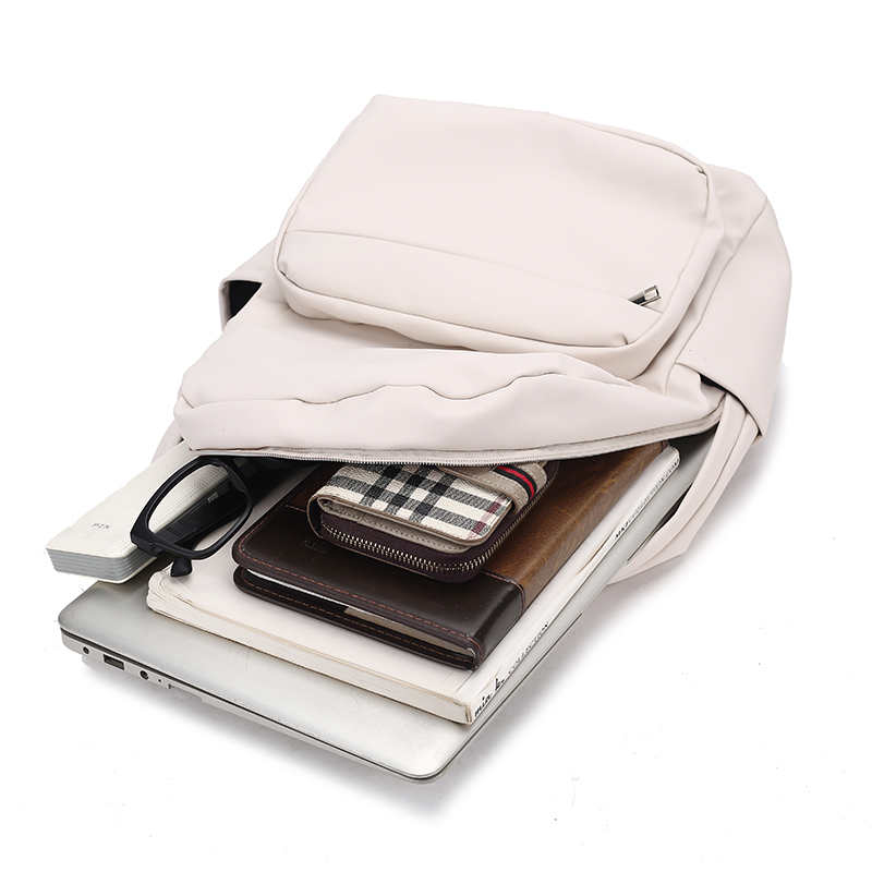 Fashion Plain White Casual Rucksack Waterproof Anti-scratch Soft Surface Daily Work Student Backpack