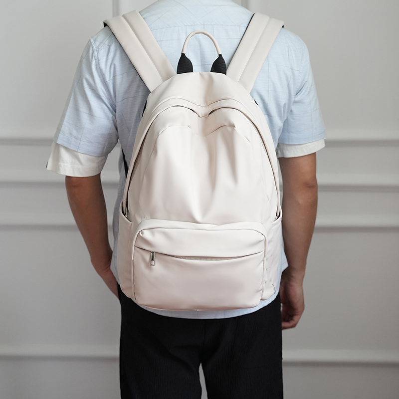 Fashion Plain White Casual Rucksack Waterproof Anti-scratch Soft Surface Daily Work Student Backpack