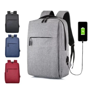 Minimalist Business Backpack With External USB Charging Port Shockproof 15.6 Inch Notebook Travel School Rucksack