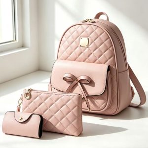 Ladies Leather Backpack Set