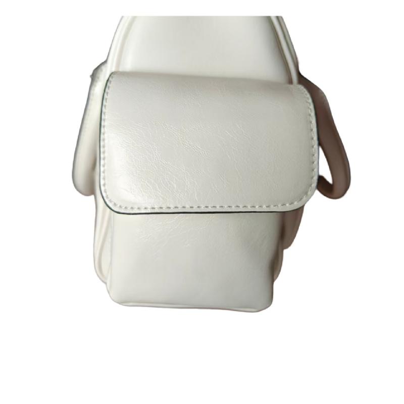 Elegant Solid Color PU Boston Handbag Metal Zipper Multi Compartment Women Daily Shopping Shoulder Bag