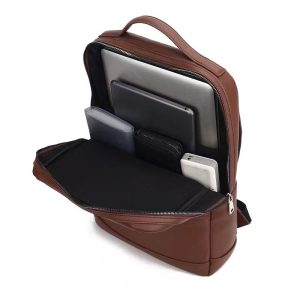 Genuine Texture PU Leather Business Backpack Large Capacity 15.6 Inch Laptop Backpack for Office Travel