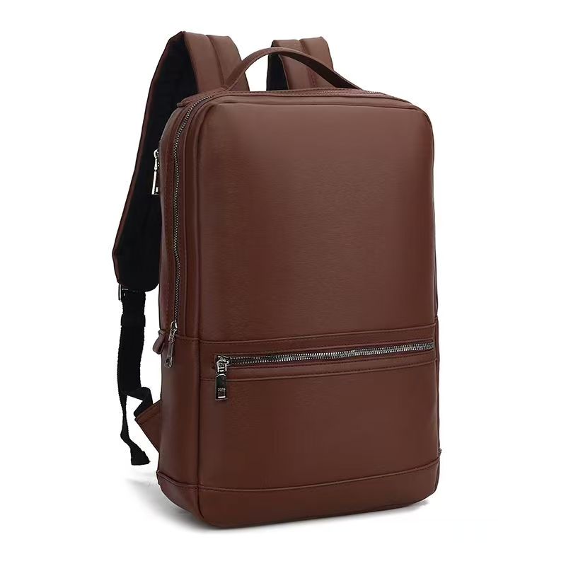 Genuine Texture PU Leather Business Backpack Large Capacity 15.6 Inch Laptop Backpack for Office Travel