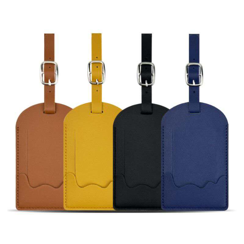 Durable PU Leather Travel Luggage Tag Detachable Strap Anti Lost ID Card Holder For Airport Trip