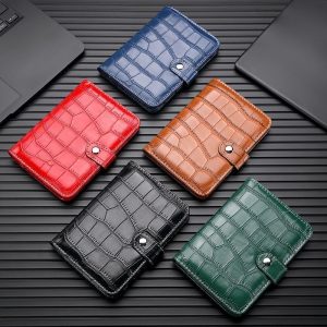 Crocodile Pattern PU Leather Passport Holder Multi Card Slots Travel Passport Cover Wallet With Snap Button