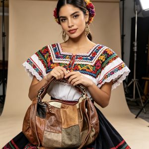 Vintage Patchwork Leather Hobo Shoulder Bag