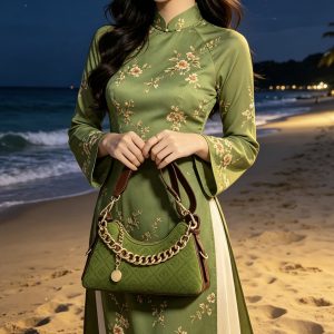 Green Embossed Pattern Chain Hobo Underarm Bag
