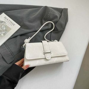 Wholesale Fashion White Texture Leather Underarm Bag Ladies Knotted Strap Crossbody Shoulder Handbag