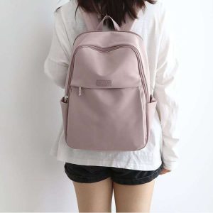 Wholesale Solid Color Nylon Backpack Waterproof Lightweight Ladies School Travel Casual Daypack