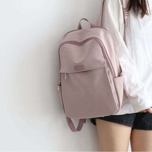 Wholesale Solid Color Nylon Backpack Waterproof Lightweight Ladies School Travel Casual Daypack