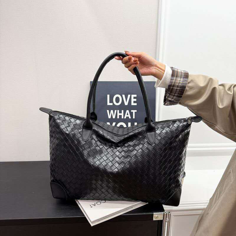 Wholesale Vintage Woven Texture Leather Tote Bag Oversized Ladies Work Travel Shoulder Handbag