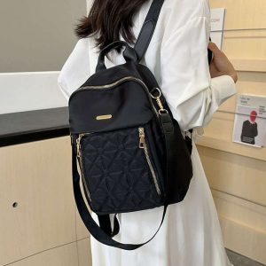 Wholesale Fashion Diamond Quilted Backpack Ladies Water Resistant Nylon Convertible Crossbody Shoulder Bag