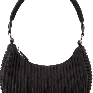 Vertical Pleated Crescent Underarm Hobo Shoulder Bag For Women