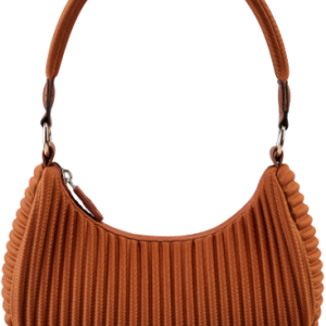 Vertical Pleated Crescent Underarm Hobo Shoulder Bag For Women