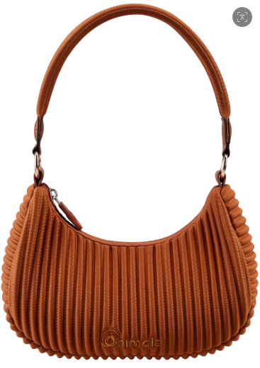 Vertical Pleated Crescent Underarm Hobo Shoulder Bag For Women