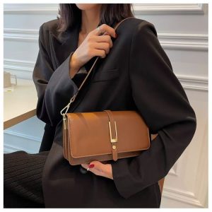 Vintage Flap PU Leather Shoulder Bag Ladies Daily Crossbody Handbag