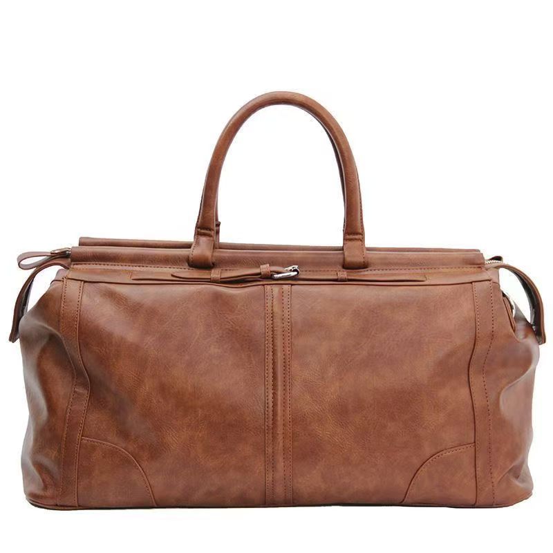 Factory Custom Logo Vintage Leather Weekender Bag Men Large Capacity Travel Duffle Handbag Business Overnight Carry On Luggage Bag