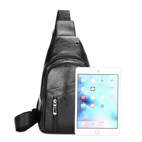 Fashion Vintage Leather Chest Bag For Men Adjustable Strap Crossbody Sling Pack Multi Pockets Anti-theft Daily Walking Shoulder Bag