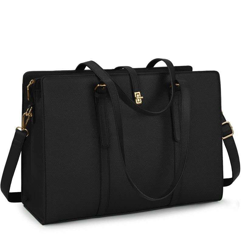 Women PU Leather Laptop Tote Bag 15.6 Inch Large Capacity Business Briefcase Waterproof Office Work Handbag Removable Crossbody Shoulder Bag