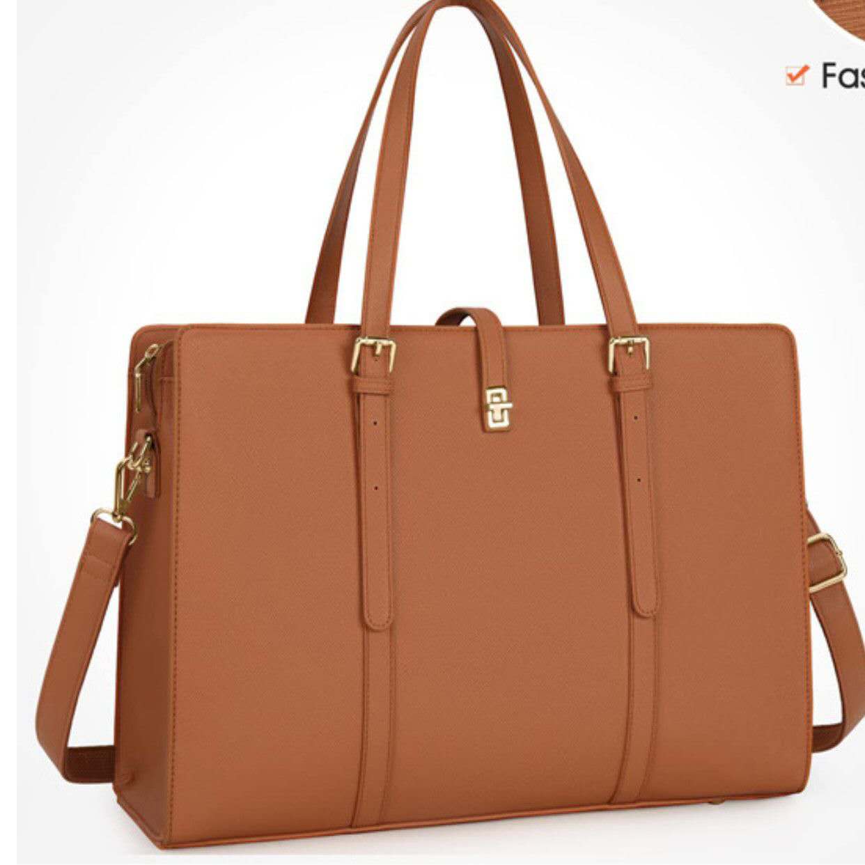 Women PU Leather Laptop Tote Bag 15.6 Inch Large Capacity Business Briefcase Waterproof Office Work Handbag Removable Crossbody Shoulder Bag
