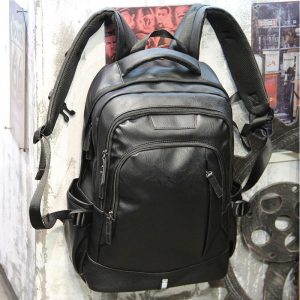 Factory Custom Logo Men Vintage PU Leather Backpack Wholesale Waterproof Business Laptop Bag Large Travel School Rucksack For Office Man Student