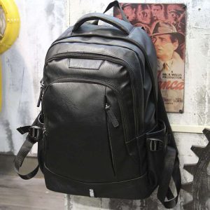 Factory Custom Logo Men Vintage PU Leather Backpack Wholesale Waterproof Business Laptop Bag Large Travel School Rucksack For Office Man Student