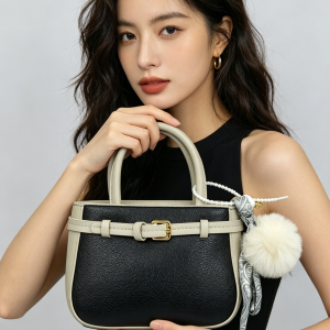 Structured Mini Top-Handle Bag with Belt Detail