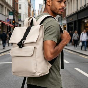 Stylish Light Beige Backpack for Everyday City Life
